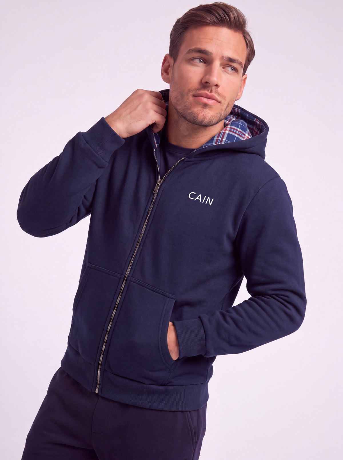 Cain Plaided Hoodie Ocean