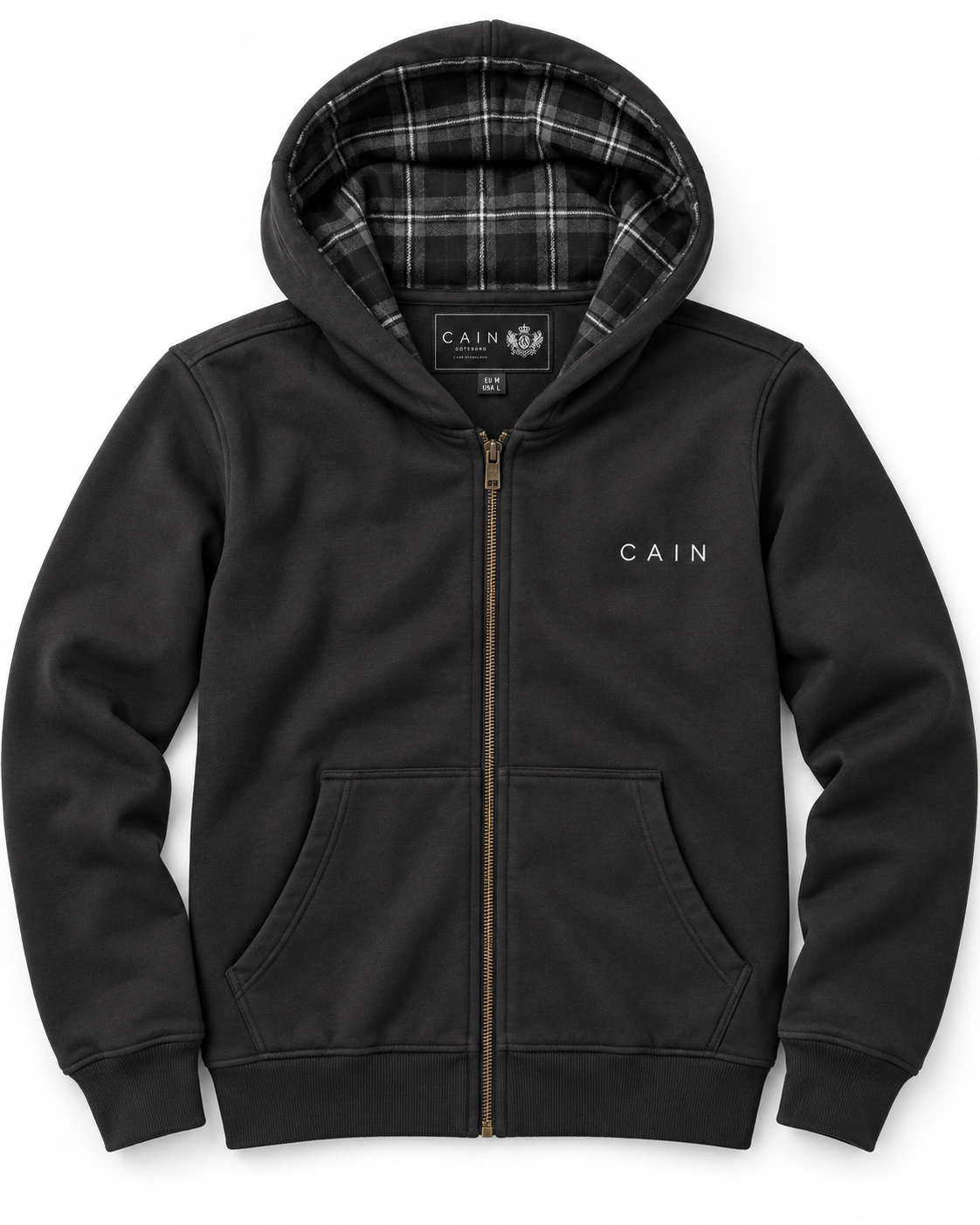 Cain Plaided Hoodie Coal Grey