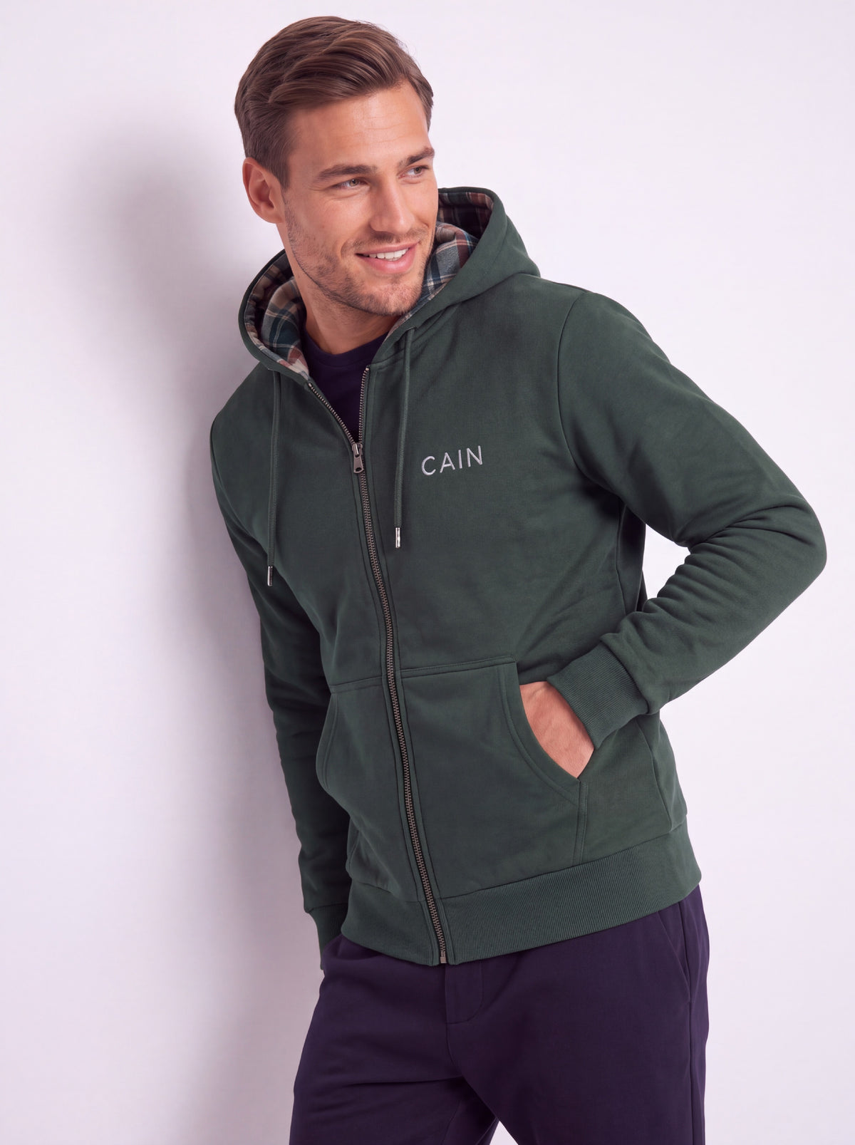 Cain Plaided Hoodie Forest