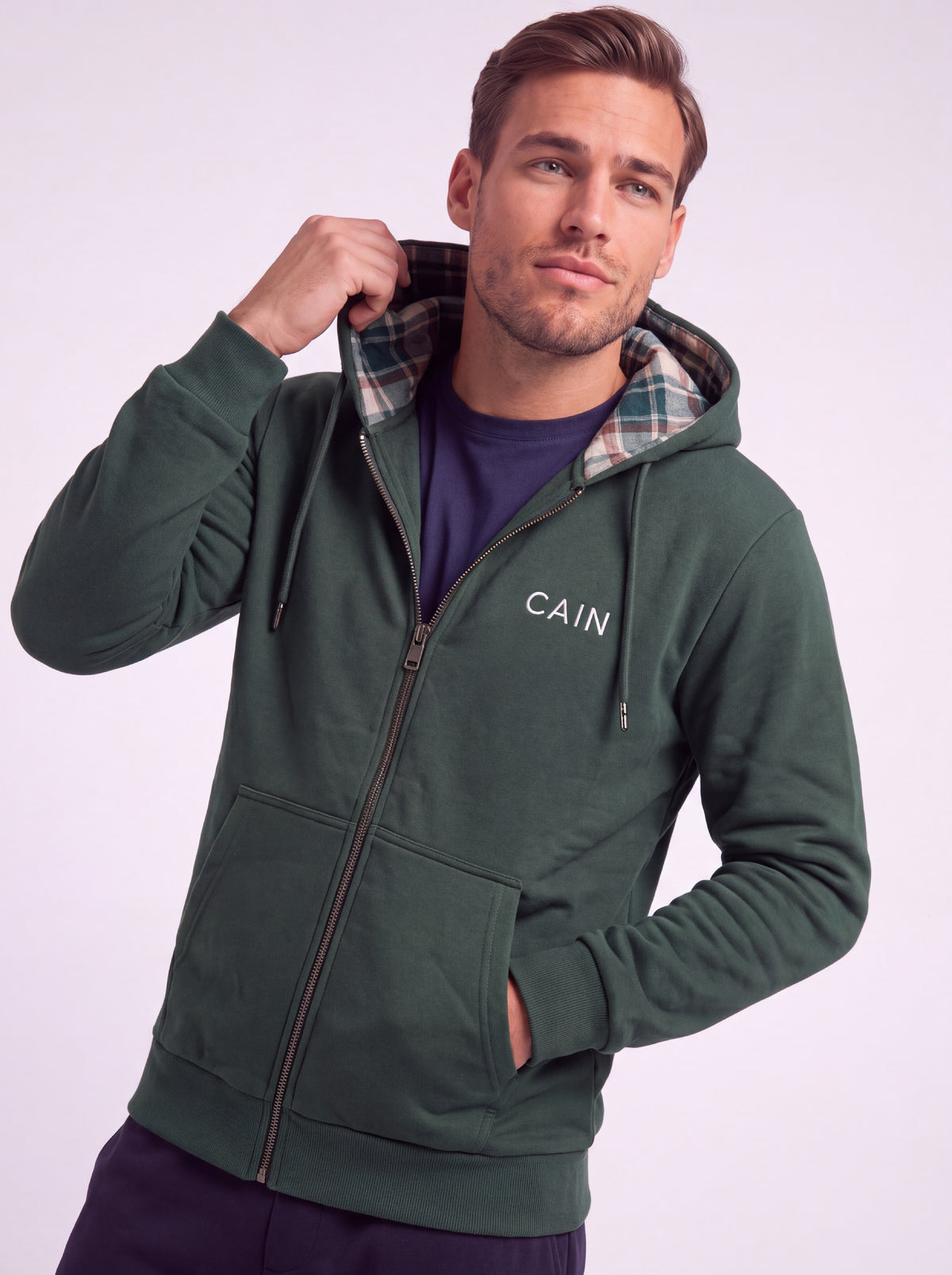 Cain Plaided Hoodie Forest